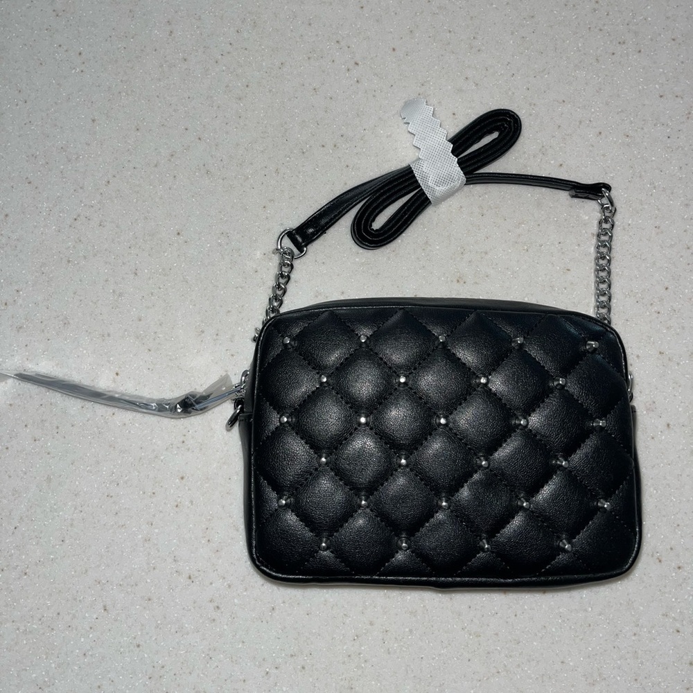 Rebecca Minkoff Womens Black Leather Diamond Quilt Studded Crossbody Bag NWT